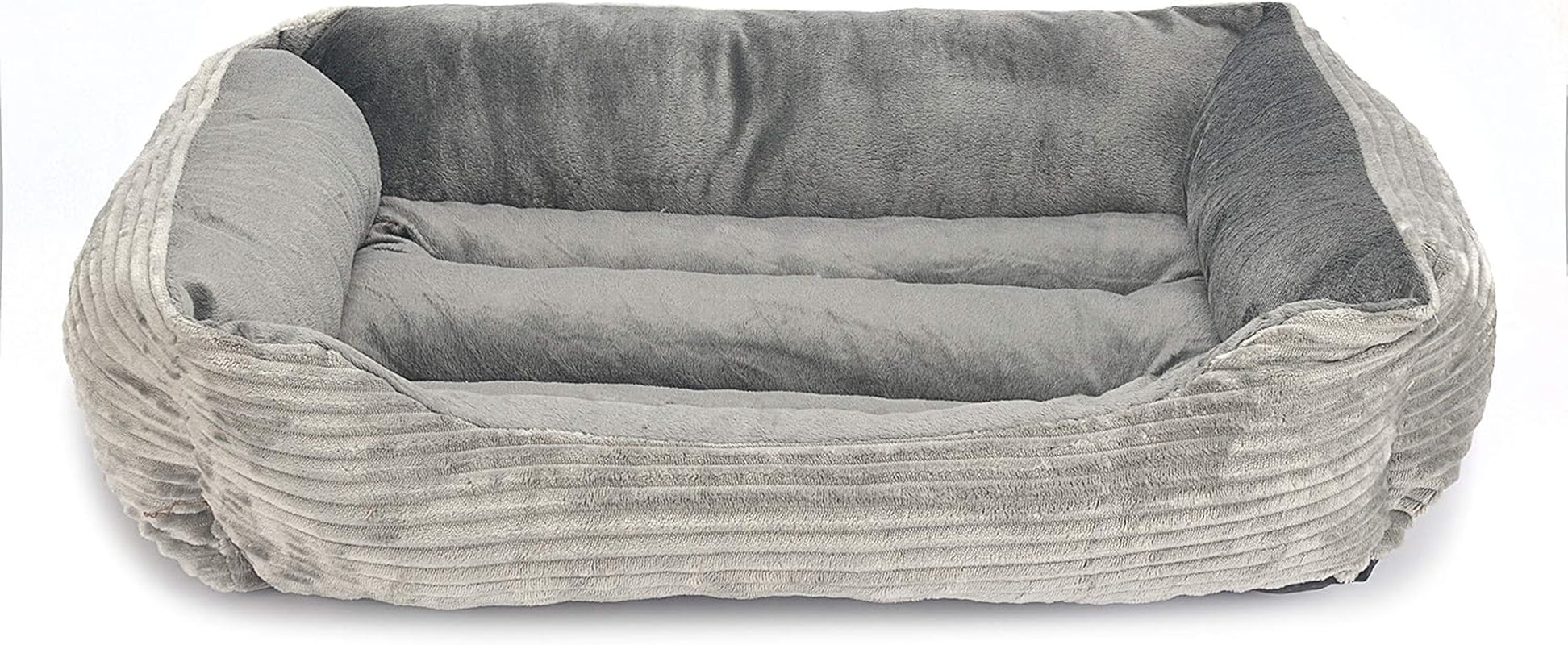 Reversible Rectangle Pet Bed Dog Bed with Dog Paw Embroidery,Medium Size, Solid Gray (Hct-005-Solid Gray)