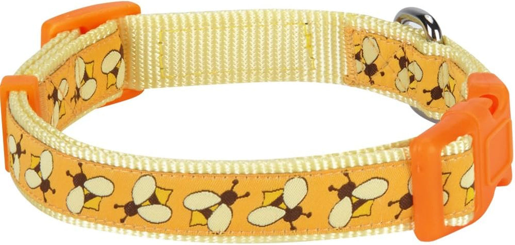 Essentials 10 Patterns Statement Busy Bees Designer Adjustable Dog Collar, Small, Neck 12"-16"