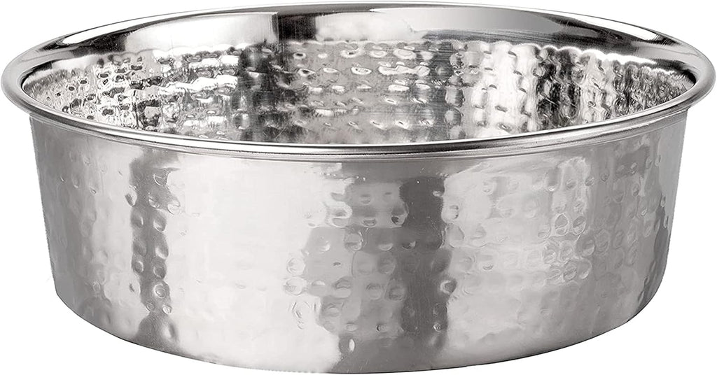 Hammered Decorative Designer Bowls - Luxury Style Premium Dog and Cat Dishes (Large, Stainless)