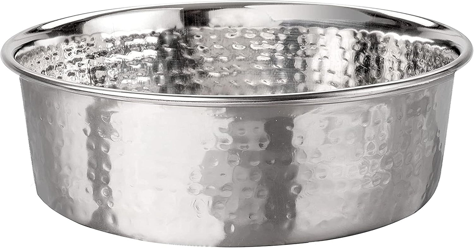 Hammered Decorative Designer Bowls - Luxury Style Premium Dog and Cat Dishes (Large, Stainless)