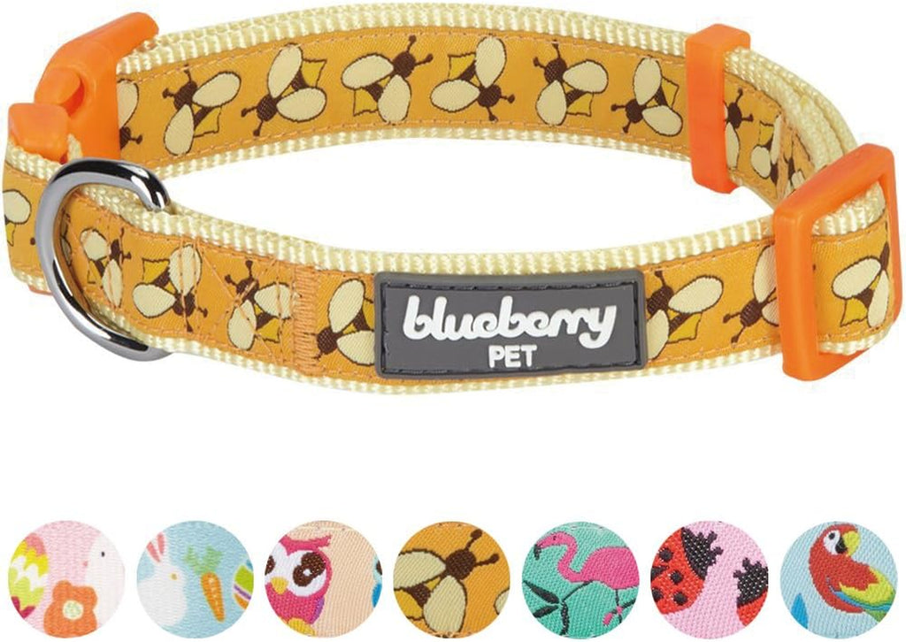 Essentials 10 Patterns Statement Busy Bees Designer Adjustable Dog Collar, Small, Neck 12"-16"