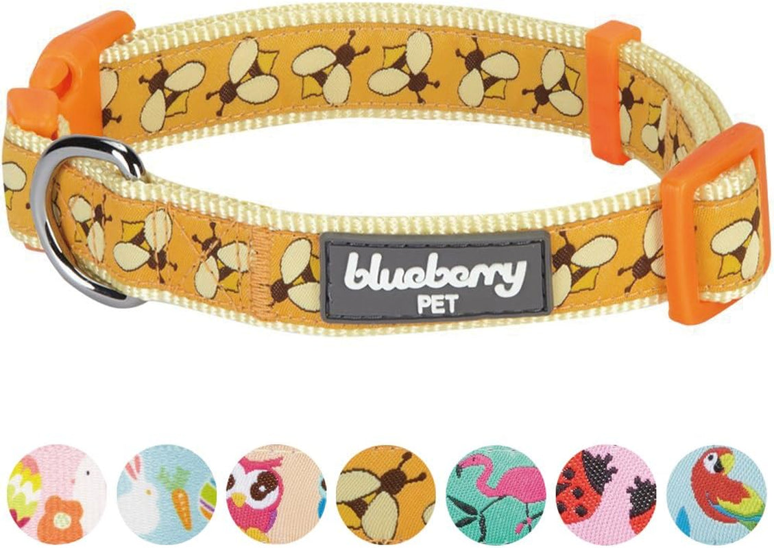 Essentials 10 Patterns Statement Busy Bees Designer Adjustable Dog Collar, Small, Neck 12"-16"